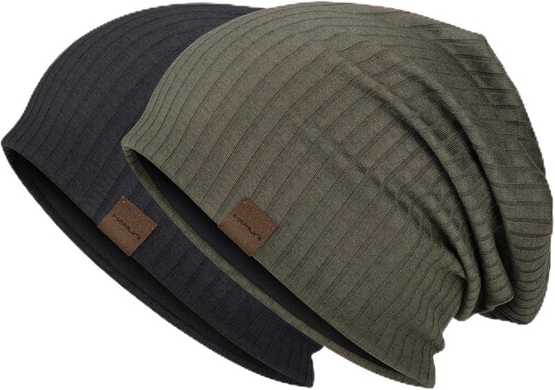 HAMUNI Slouchy Beanie for Men Women Soft Lightweight Running Beanie Hat Chemo Cap Skull Cap - Image 1